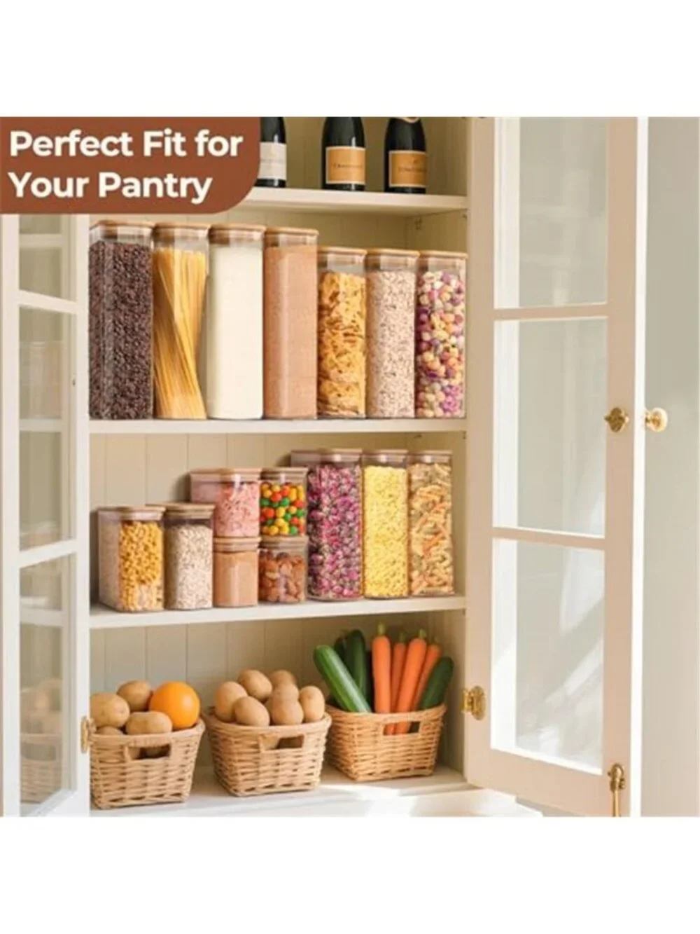 2.2 Qt Rectangle Glass Storage Containers with Lids, Glass Jars with Bamboo Lids